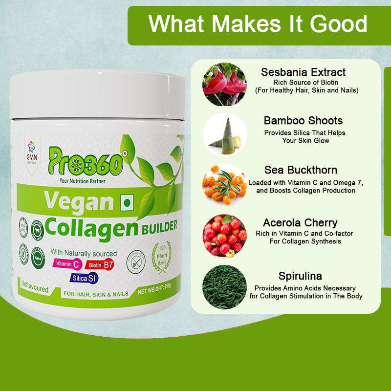 Pro360 Vegan Collagen Builder Powder Biotin & Vitamin C for Glowing